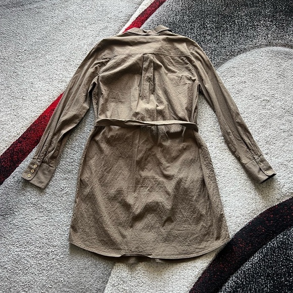 Trina Turk Olive Green Button Front Tie Waist Shirt Dress - Picture 3 of 3